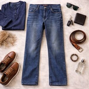 Express Jeans Mens 36x32 Slim Bootcut Dark Wash Stretch Denim